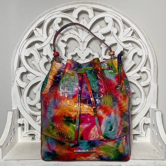 SOLD Brahmin Marlowe Bucket Bag Fallstruck Melbourne Leather - Picture 2 of 9